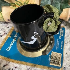 NEW~Black w White Golfers Mug  and Beverage Warmer Set Giftable Set Brand New